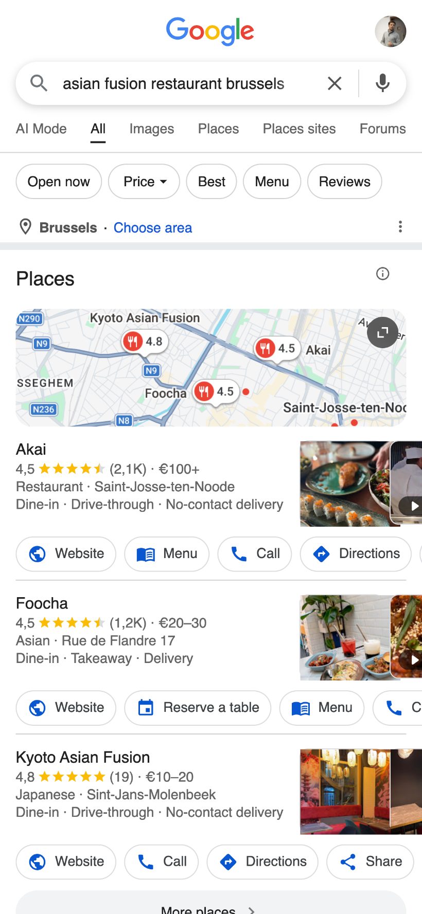 Restaurant en tête des résultats Google